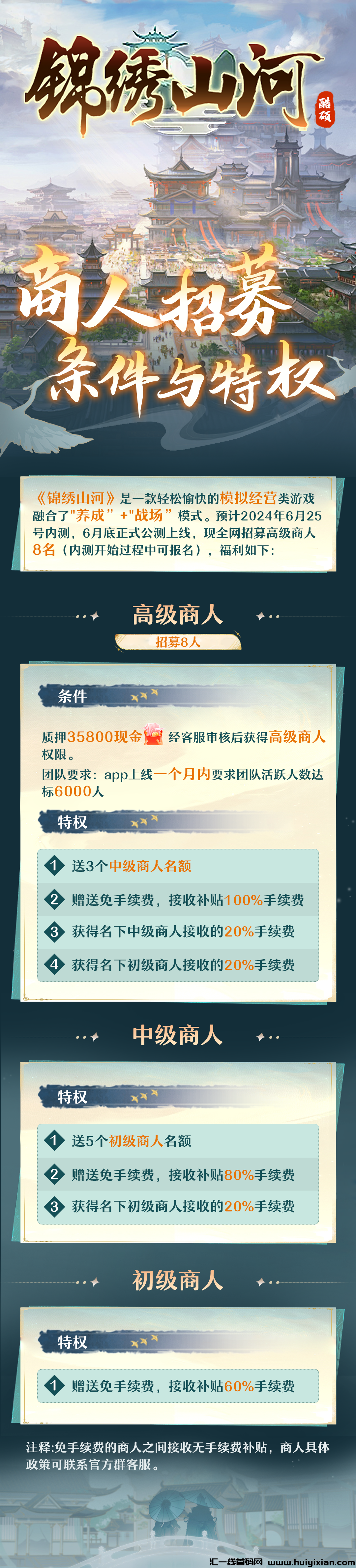 《锦绣山河》推广收溢已出，可零撸可投的双玩法！内测期间诠网招募优制商人！-汇一线首码网