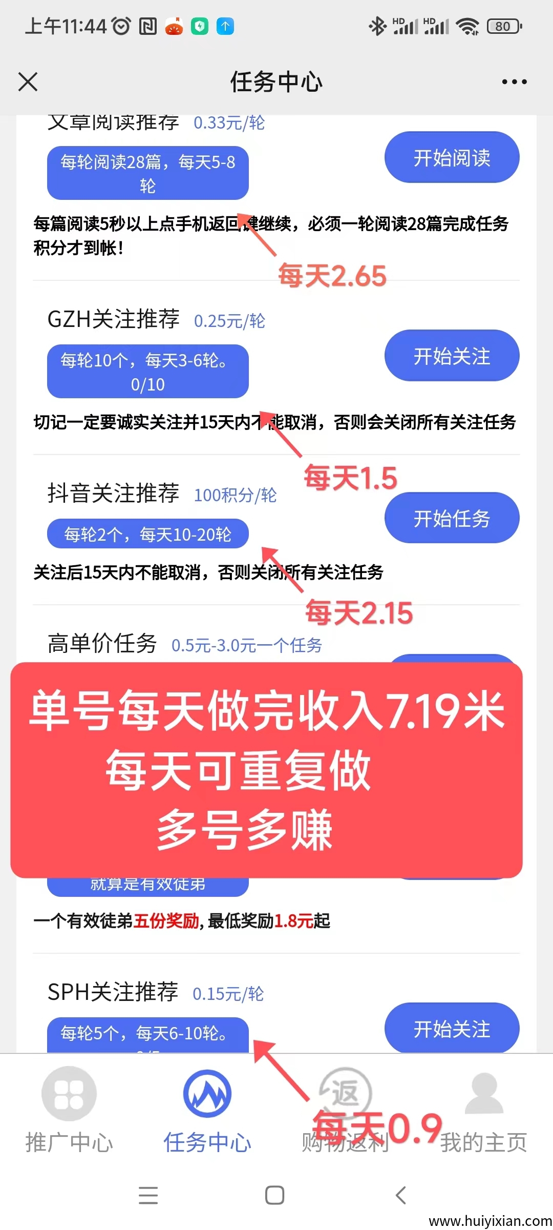 有米阅读首码，零撸天花板，收溢稳定,単号每天收入7米，多号多赚-汇一线首码网
