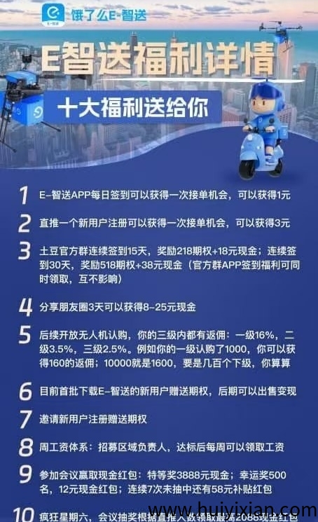 【E-智送】饿了么旗下，每天签到给股权，可变现，可接単一次保底10-30收溢-汇一线首码网
